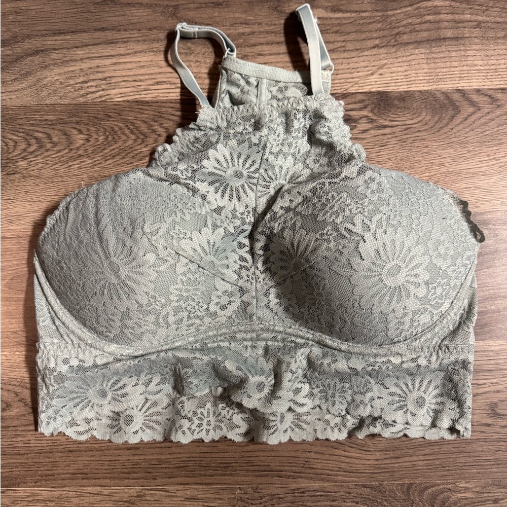 Lace Halter Bralette in Sage